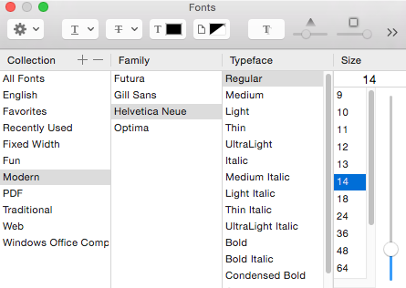 Fonts dialog