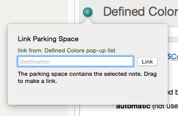 Text pane, Link parking space click pop-over