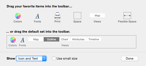 Customize Toolbar panel