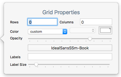 Grid Properties pop-over