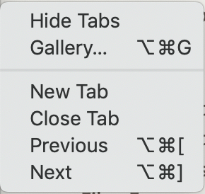 Tab sub-menu